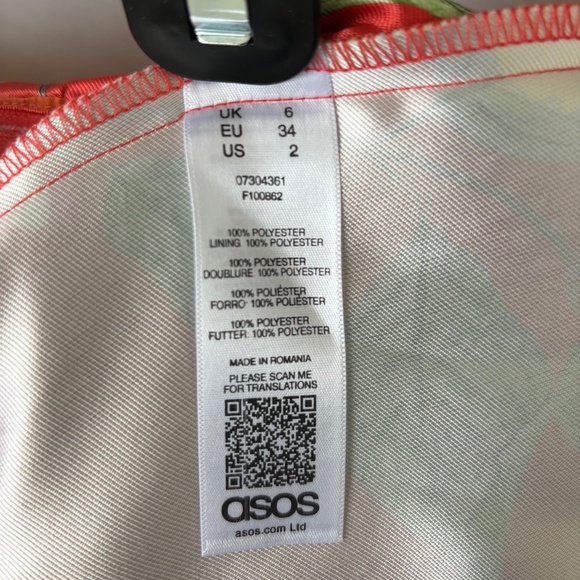 ASOS short strapless 3-tiered orange floral print dress - Picture 4 of 5